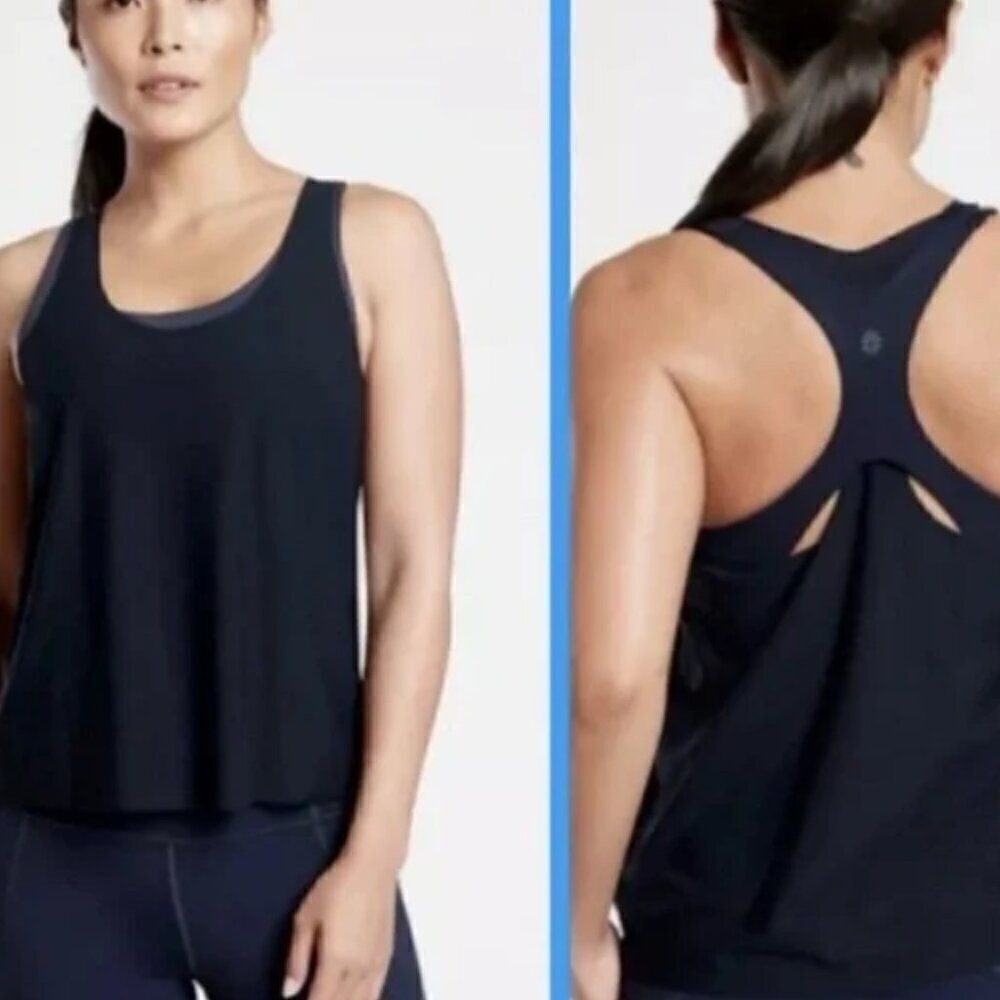 ATHLETA 2 IN 1 Ultimate Support Bra Tank Top Combo Black Size Medium